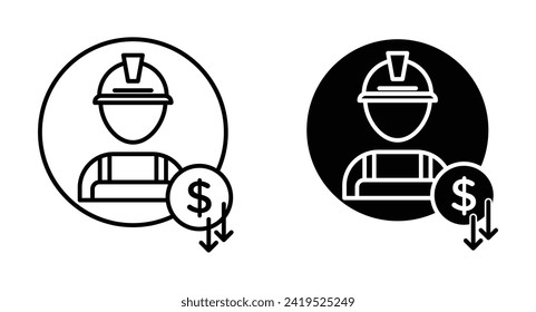 Reduce Labor Costs Vector Illustration Set. Low Labour Wage Sign in Suitable for Apps and Websites UI Design style.