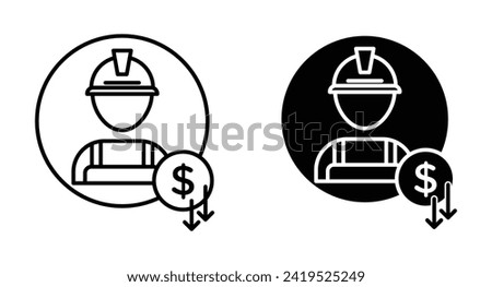 Reduce Labor Costs Vector Illustration Set. Low Labour Wage Sign in Suitable for Apps and Websites UI Design style.