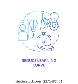 Reduce learning curve blue gradient concept icon. Power of familiarity in user experience design abstract idea thin line illustration. Isolated outline drawing. Myriad Pro-Bold font used