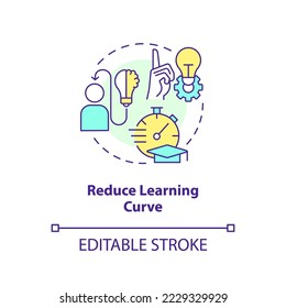 Reduce learning curve concept icon. Benefit of using familiarity in UX design abstract idea thin line illustration. Isolated outline drawing. Editable stroke. Arial, Myriad Pro-Bold fonts used