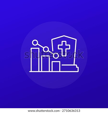 reduce mortality icon, death rate graph line design