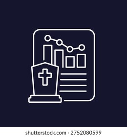 reduce mortality icon with graph, death rate report line design
