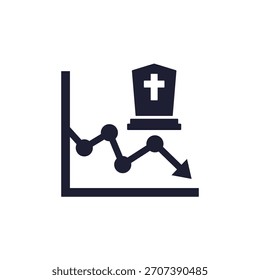 reduce mortality icon with a graph on white