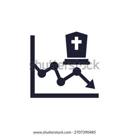 reduce mortality icon with a graph on white
