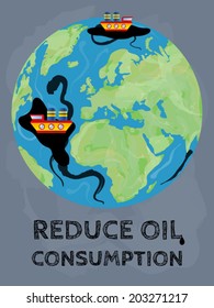 Reduce oil consumption poster vector illustration
