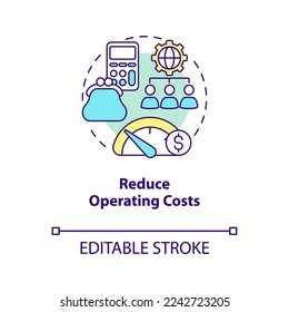 Reduce operating costs concept icon. Outsourcing benefit for business process abstract idea thin line illustration. Isolated outline drawing. Editable stroke. Arial, Myriad Pro-Bold fonts used