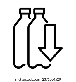 Reduce plastic bottle icon. Outline style. Vector. Isolate on white background.