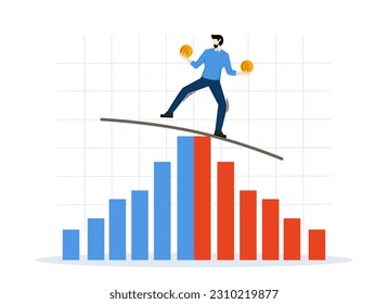 reduce the possibility of error in investment damage that may occur in volatile stock market conditions. Risk management. A businessman trying to balance his capital in the stock market.