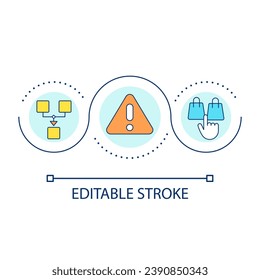 Reduce product variety with business merger loop concept icon. Choice of options. Overcome competition abstract idea thin line illustration. Isolated outline drawing. Editable stroke