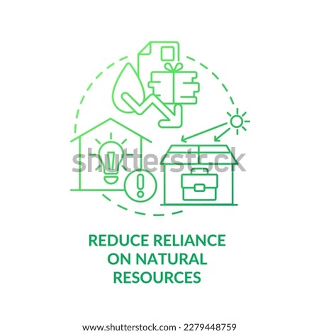 Reduce reliance on natural resources green gradient concept icon. Eco-conscious habits. Renewable sources abstract idea thin line illustration. Isolated outline drawing. Myriad Pro-Bold font used