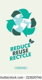 reduce, reuse, recycle design banner background, go green banner, earth day. recycling day.