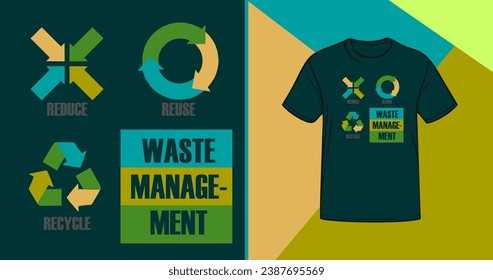 Reduce Reuse Recycle Design in Pastel Colors. Isolated T-Shirt Mockup Vector for Versatile Media Usage