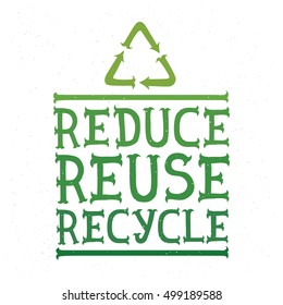 Reduce reuse recycle green vector illustration poster 