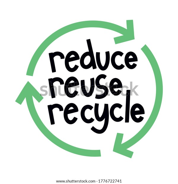 Reduce Reuse Recycle Hand Drawn Lettering Stock Vector (Royalty Free ...