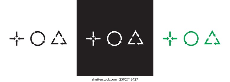 Reduce, reuse, recycle icon .  Arrow sync rotation icons. Isolated on white and black background. Vector illustration. EPS 10