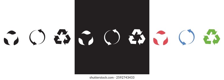 Reduce, reuse, recycle icon .  Arrow sync rotation icons. Isolated on white and black background. Vector illustration. EPS 10