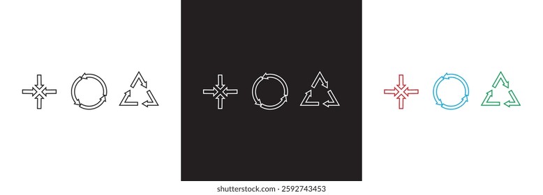 Reduce, reuse, recycle icon .  Arrow sync rotation icons. Isolated on white and black background. Vector illustration. EPS 10