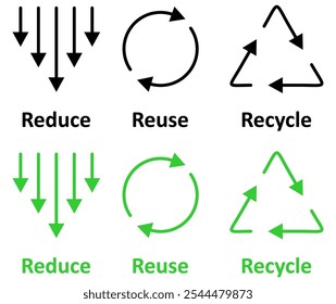 Reduce, reuse, recycle icon set. Arrows symbol , triangle recycling arrows icon. arrow sync rotation outline icons. vector editable stroke.