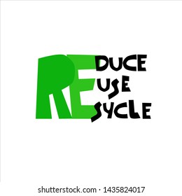 Reduce, Reuse, Recycle logo. Smart consumption concept. Call for eco-friendly living. Design for reusable shopping bag