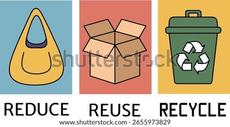Reduce Reuse Recycle Poster – Flat Minimalist Educational Vector