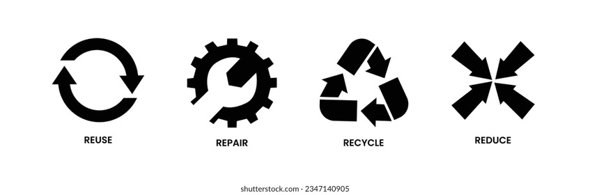 Reduce Reuse Recycle Repair icon logo vector illustration