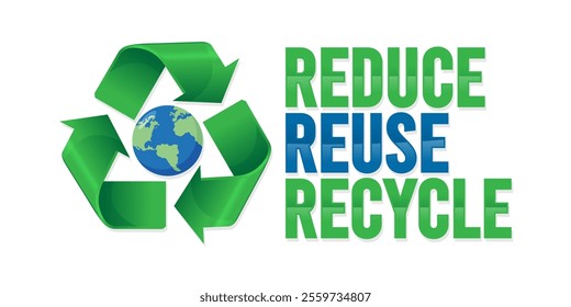 Reduce Reuse Recycle sign composed by plastic waste