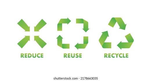 Reduce, Reuse, Recycle Sign. Zero Waste. Conscious Consumerism. Vector Stock Illustration.