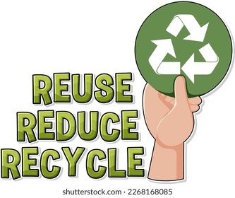 Reducir la reutilización de la ilustración de la pancarta del logotipo de texto de reciclaje