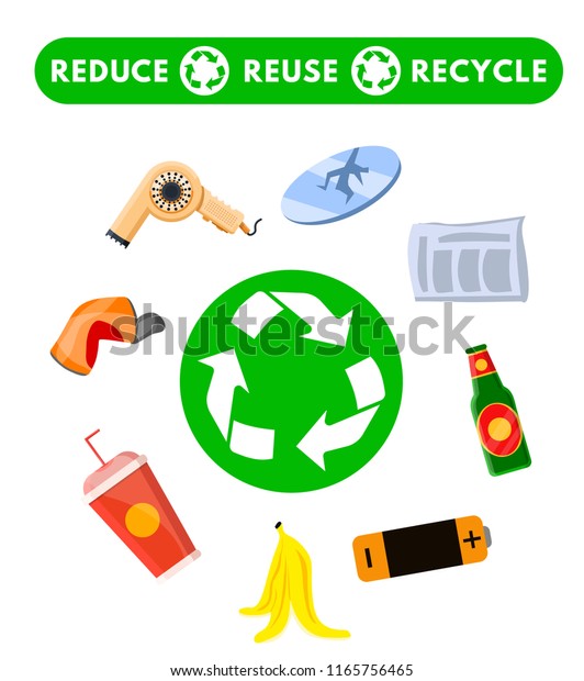 Reduce Reuse Recycle Waste Garbage Collection Stock Vector (Royalty ...