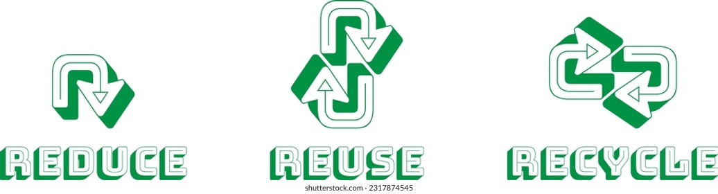 Reduce Reuse Recycle words with arrows.