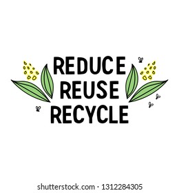 Reduce, reuse, recycle. Zero waste concept. Vector design.