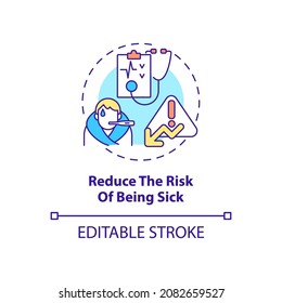 Reduce risk of being sick concept icon. Annual checkup abstract idea thin line illustration. Regular medical examination and testing. Healthcare. Vector isolated outline color drawing. Editable stroke