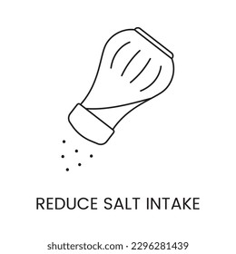 Reduce salt intake, line icon in vector, salt dispenser illustration.