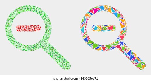 Reduce scale mosaic icon of triangle items which have different sizes and shapes and colors. Geometric abstract vector design concept of reduce scale.