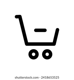 Reduce Shopping cart vector icon, flat design. Isolated on white background.