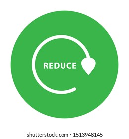 Reduce sign on green circle. Simple design. Line vector. Isolate on white background.