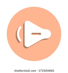 Reduce sound badge icon. Simple glyph, flat vector of music icons for ui and ux, website or mobile application