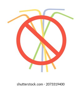 Reduce straw.Stop Using Plastic Drinking Straws Sign Vector Illustration.