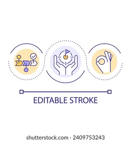 Reduce stress with work shutdown ritual loop concept icon. Remove creative block. Increase productivity abstract idea thin line illustration. Isolated outline drawing. Editable stroke. Arial font used