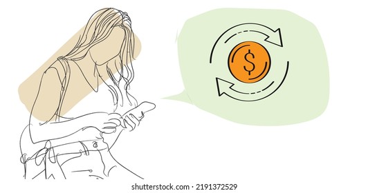 Reducir el tiempo y el costo con el diseño de arte de línea de la chica que llama