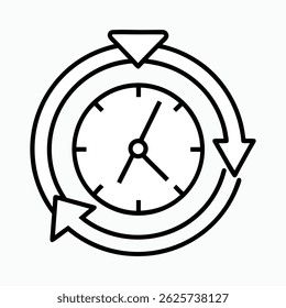Reduce Time Vector Icon - Efficiency Symbol, Fast Action Outline, Time Optimization Minimalist Graphic