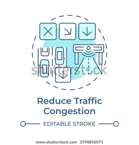 Reduce traffic congestion soft blue concept icon. Monitoring situation on road. Benefit of transport management. Round shape line illustration. Abstract idea. Graphic design. Easy to use in booklet