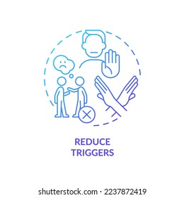 Reduce triggers blue gradient concept icon. Avoid negative situation. Emotional regulation strategy abstract idea thin line illustration. Isolated outline drawing. Myriad Pro-Bold font used
