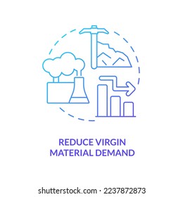 Reduce virgin material demand blue gradient concept icon. Ore mining. Carbon removal strategy abstract idea thin line illustration. Isolated outline drawing. Myriad Pro-Bold fonts used