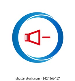 reduce the volume icon in the circle on white background - vector