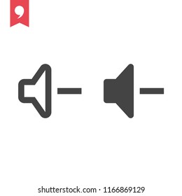 Reduce volume vector icon, speaker symbol