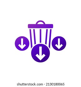 Reduce waste icon with a trash bin and arrows