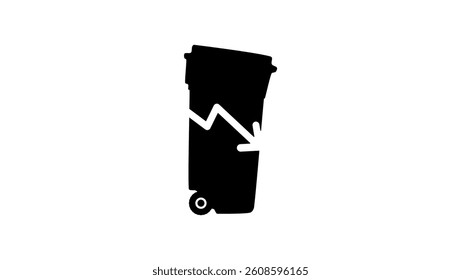 Reduce waste symbol, black isolated silhouette