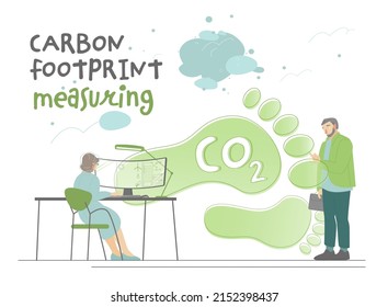 Reduce your carbon footprint. How to decrease co2. Carbon dioxide measuring. Save the planet concept. Amount of greenhouse gases, carbon dioxide and methane, generated by our actions. Landscape vector