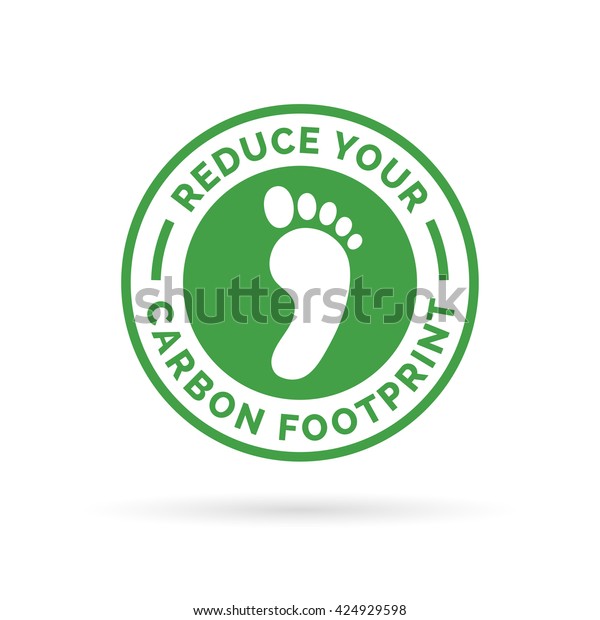 Reduce your carbon footprint\
icon symbol with green environment footprint badge. Vector\
illustration.